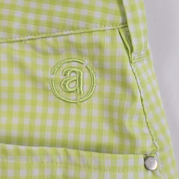 Abacus Women's Skirt Skort Lime Green White Micro Plaid Stretch Size 42/12 Reg - Picture 5 of 16